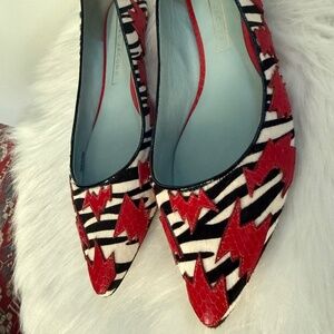 Spectacular Marc Jacobs Zebra and Red Lightning Bolt Flats